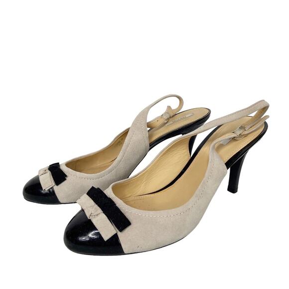 Geox Respira Sling Back Heels Patent Leather Black Nude Womens 40‎ EU 10 US - Picture 5 of 11